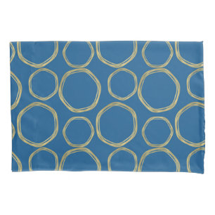 Housse D'oreillers Cercles dorés et bleu clair moderne tendance