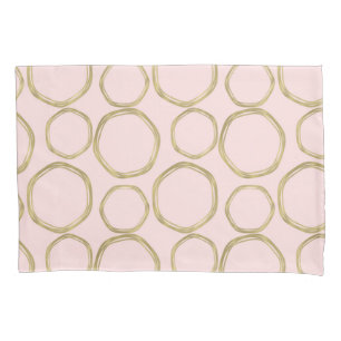 Housse D'oreillers Cercles Dorés & Rose Éclairci Moderne Tendance Mod
