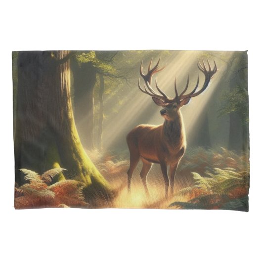 Housse D'oreillers Cerf dans la forêt matinale (devant)