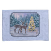 Housse D'oreillers Cerf et arbre de Noël Bleu d'hiver (devant-Droit)