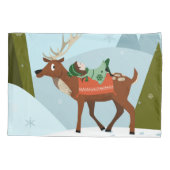 Housse D'oreillers Cerf et elfe d'hiver dans la neige Conte de Noël a (Dos)