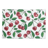 Housse D'oreillers Cerises rouges sur blanc (Dos-gauche)