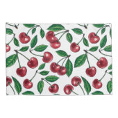 Housse D'oreillers Cerises rouges sur blanc (Dos-Droit)