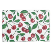 Housse D'oreillers Cerises rouges sur blanc (devant-Droit)