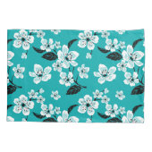 HOUSSE D'OREILLERS CERISIER FLEURI - SAKURA (TURQUOISE) (Dos-gauche)