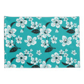 HOUSSE D'OREILLERS CERISIER FLEURI - SAKURA (TURQUOISE) (Dos-Droit)