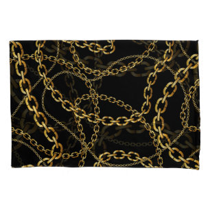 Housse D'oreillers Chaîne dorée transparente, motif élégante.