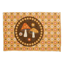 Champignons et fleurs doux rétro