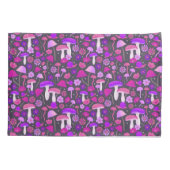 Housse D'oreillers Champignons floraux Vibrant rose, violet et noir (Dos)