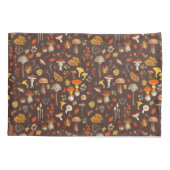 Housse D'oreillers Champignons sauvages sur brun (Dos-gauche)