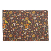 Housse D'oreillers Champignons sauvages sur brun (Dos-Droit)