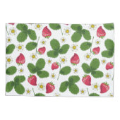 Housse D'oreillers Champs de fraises en blanc (Dos-gauche)