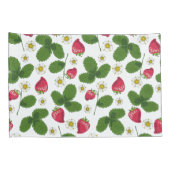 Housse D'oreillers Champs de fraises en blanc (Dos-Droit)