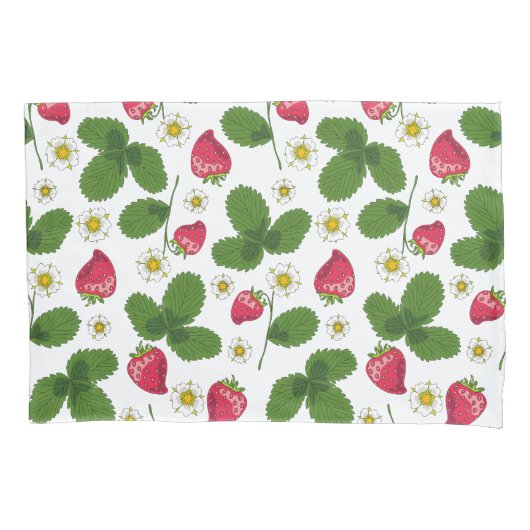 Housse D'oreillers Champs de fraises en blanc (devant-gauche)