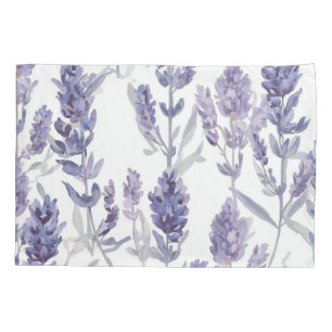 Housse D'oreillers Champs de Lavande Motif de Fleur Aquarelle Viole