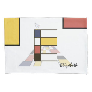Housse D'oreillers Charmant Neoplasticisme Art Monogramme. Lettre E