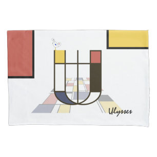 Housse D'oreillers Charmant Neoplasticisme Art Monogramme. Lettre U