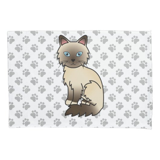 Housse D'oreillers Chat Birman / Ragdoll Point Chocolat & Pattes Mign (devant)