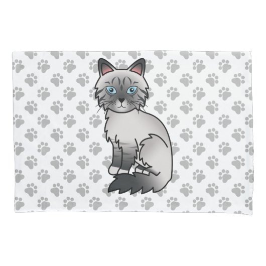 Housse D'oreillers Chat bleu tabby Birman / Ragdoll mignon & pattes (devant)