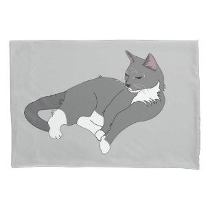Housse D'oreillers Chat gris et blanc Tuxedo