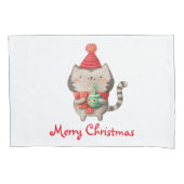 Housse D'oreillers Chat mignon de Noël (devant)