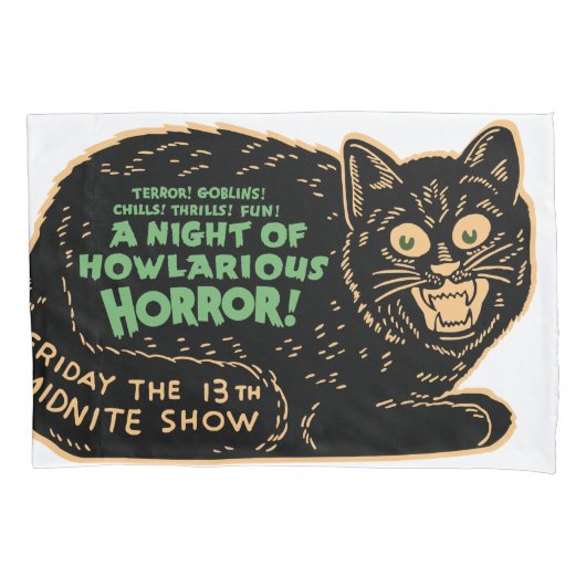 Housse D'oreillers Chat noir d'Halloween Vintage (devant)