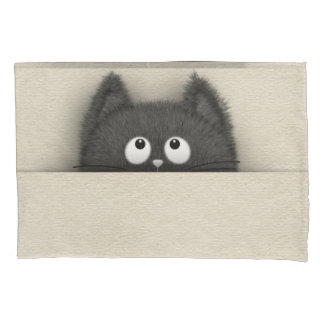 Housse D'oreillers Chat noir pelucheux mignon faisant une pointe