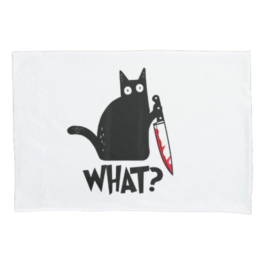 Housse D'oreillers Chat Qu'est-ce que_ Drôle Chat Noir (devant)