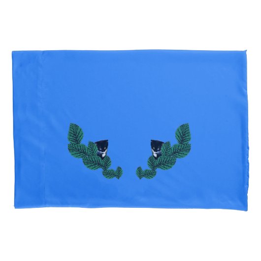 Housse D'oreillers Chatons avec Feuille (devant)