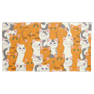 Housse D'oreillers Chats blancs et gingembre motif yeux verts yeux bl