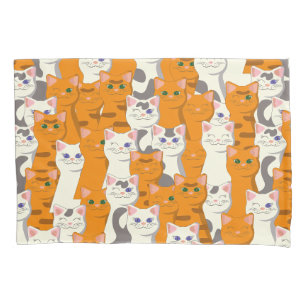 Housse D'oreillers Chats blancs et gingembre motif yeux verts yeux bl