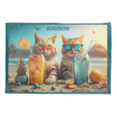 Housse D'oreillers Chats de vacances de nom personnalisé (Dos)