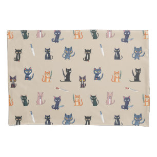Housse D'oreillers Chats et couteaux Whimsical Pillowcase