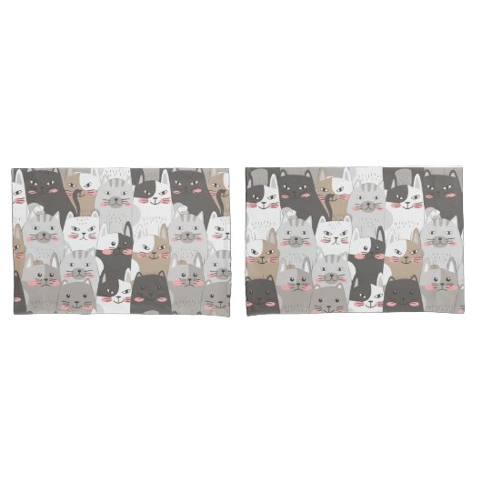 Housse D'oreillers Chats mignons (devant-Set)