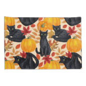 Housse D'oreillers Chats noirs et citrouilles (Dos-Droit)