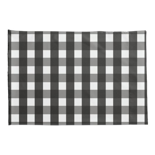 HOUSSE D'OREILLERS CHECK DE GINGHAM NOIR ET BLANC (Dos-Droit)