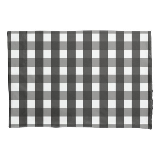 HOUSSE D'OREILLERS CHECK DE GINGHAM NOIR ET BLANC (devant-gauche)