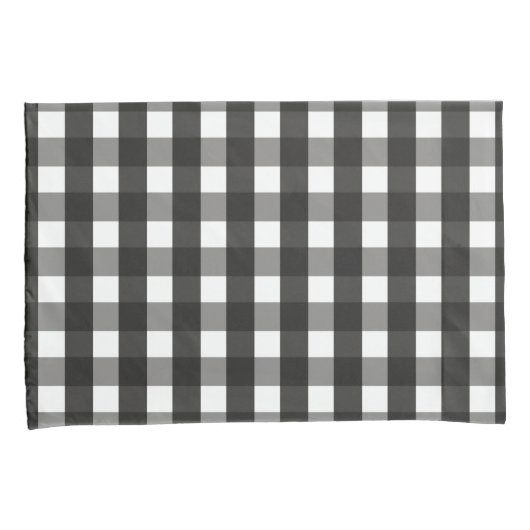 HOUSSE D'OREILLERS CHECK DE GINGHAM NOIR ET BLANC (devant-Droit)