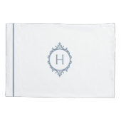Housse D'oreillers Chelsea Stormy bleu et blanc Monogramme (Dos-gauche)