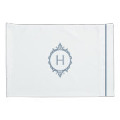 Housse D'oreillers Chelsea Stormy bleu et blanc Monogramme (Dos-Droit)