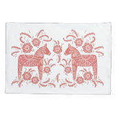 Housse D'oreillers Cheval de Dala suédois Rouge et blanc (Dos-gauche)