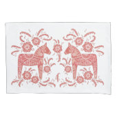 Housse D'oreillers Cheval de Dala suédois Rouge et blanc (devant-gauche)