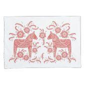 Housse D'oreillers Cheval de Dala suédois Rouge et blanc (devant-Droit)