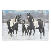 Housse D'oreillers Cheval Pinto Quarter Noir Chevaux Paint Chevaux Da (Dos-gauche)