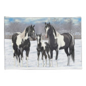 Housse D'oreillers Cheval Pinto Quarter Noir Chevaux Paint Chevaux Da (Dos-Droit)