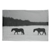 Housse D'oreillers Chevaux Sur La Neige Pccna (Dos)