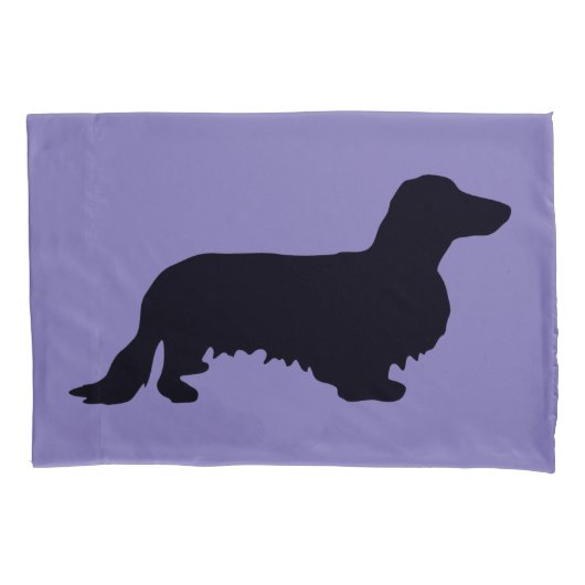 Housse D'oreillers Cheveux longs Dachshund - Silhouette 1 (devant)