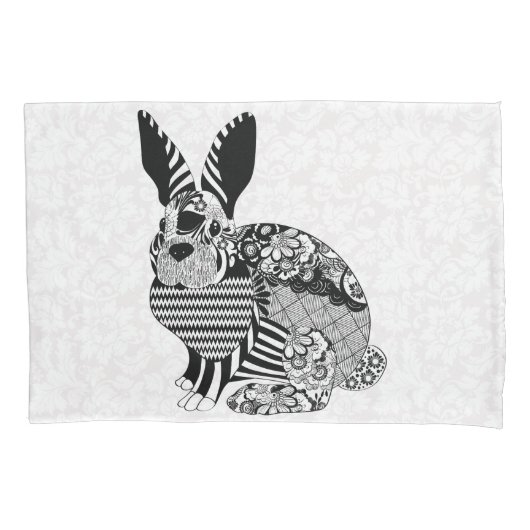 Housse D'oreillers Chevron Et Lapin Floral (devant)