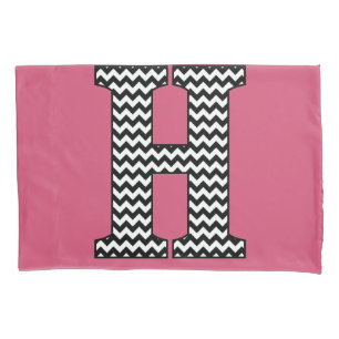Housse D'oreillers Chevron H Monogramme noir et blanc