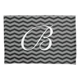 Housse D'oreillers Chevron noir et blanc motif monogramme
